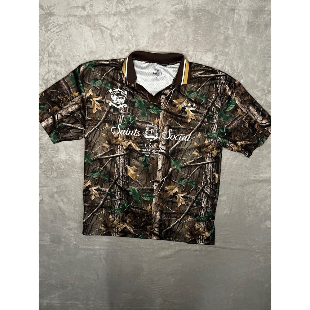 Saints Social Camo Polo Shirt Mens Large L Short Sleeve Collared Golf Casual